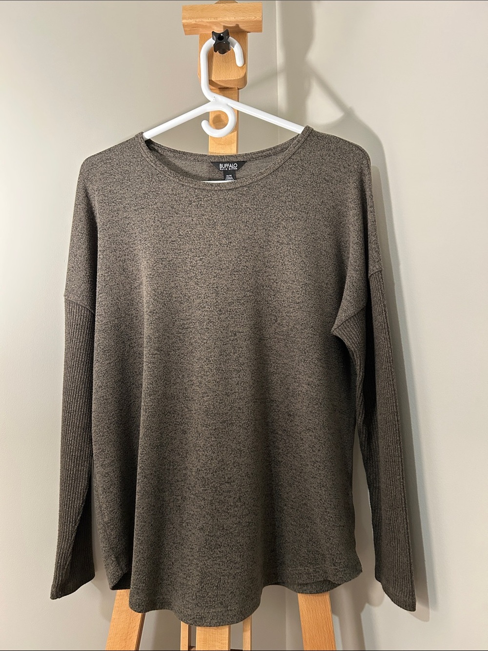 Buffalo David Bitton | Women's Heather Taupe Crewneck Sweater | Size M
